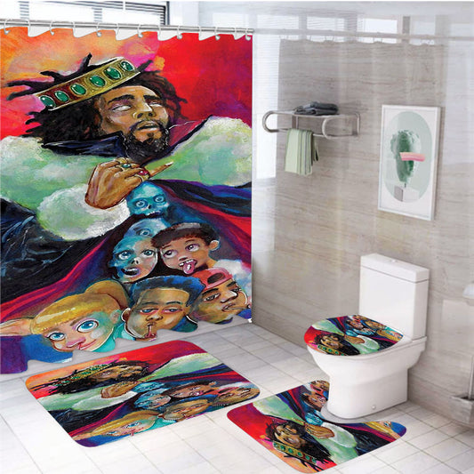 J Cole Contemporary Paint Style 4Pcs Bathroom Set Shower Curtain