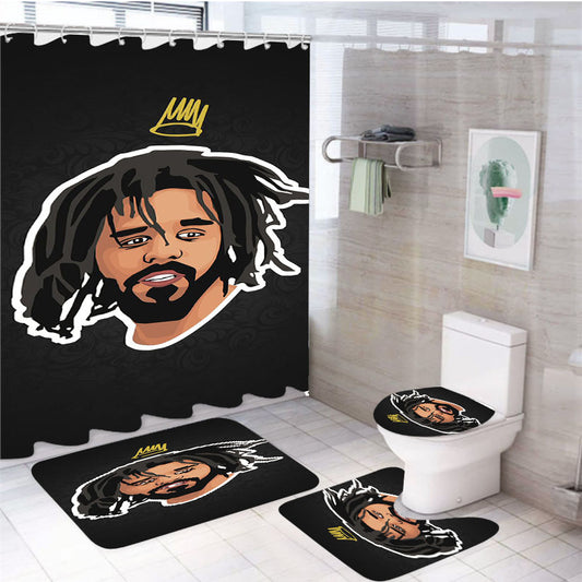 J Cole Vector Head 4Pcs Bathroom Set Shower Curtain