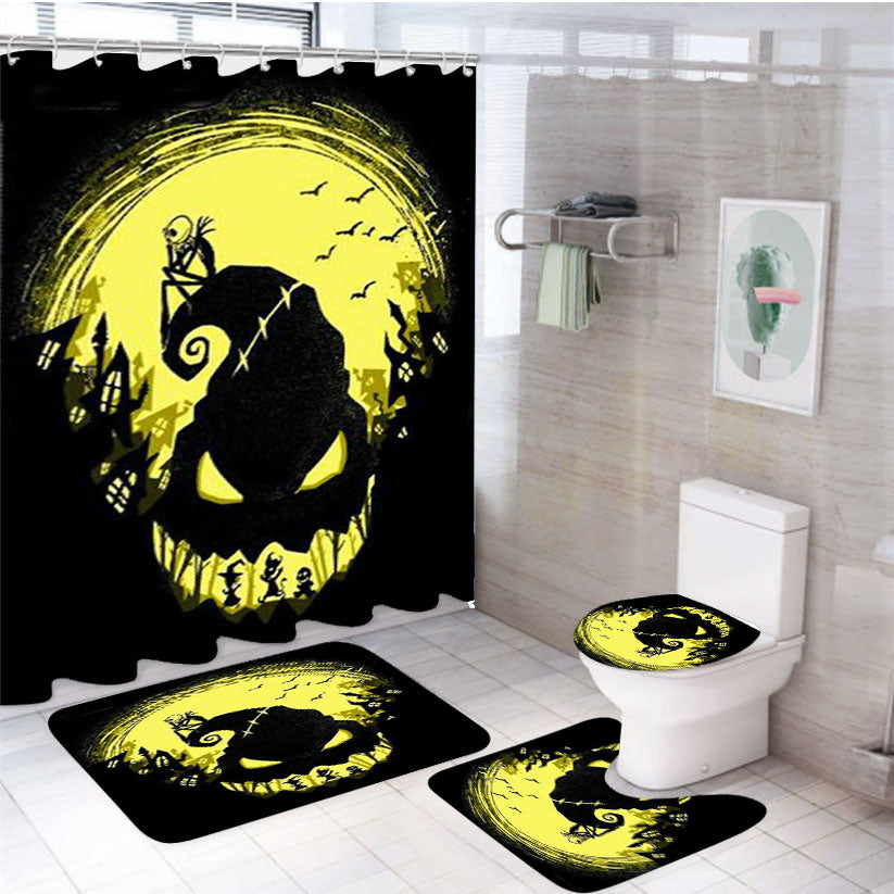 Jack And Oogie Boogie The Nightmare Before Christmas 4Pcs Bathroom Set Shower Curtain