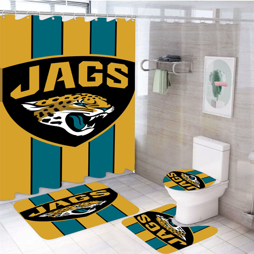 Jacksonville Jaguars Jags 4Pcs Bathroom Set Shower Curtain
