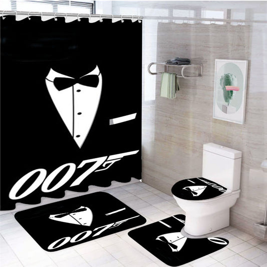 James Bond 007 4Pcs Bathroom Set Shower Curtain