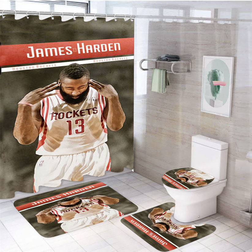 James Harden Basketball 4Pcs Bathroom Set Shower Curtain