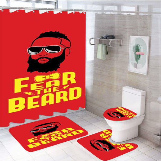 James Harden Fear Red Bow Tie 4Pcs Bathroom Set Shower Curtain