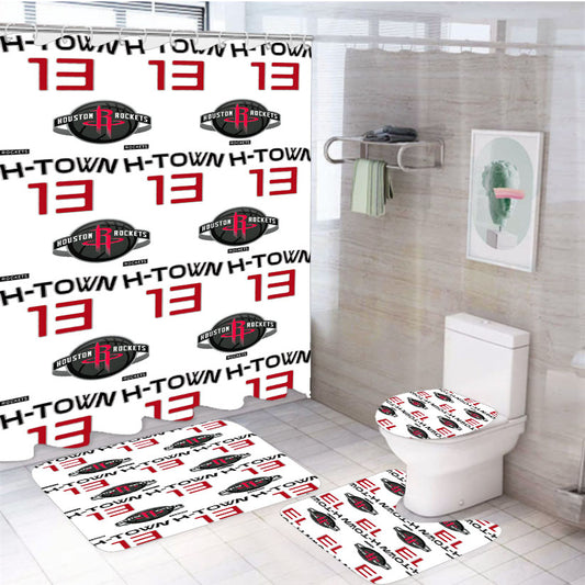 James Harden Rockets Houston Number 13 Jersey 4Pcs Bathroom Set Shower Curtain