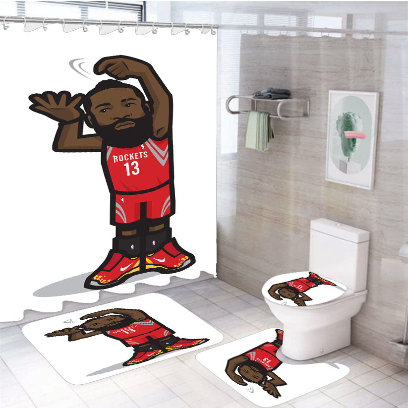 James Harden Stir Cartoon 4Pcs Bathroom Set Shower Curtain