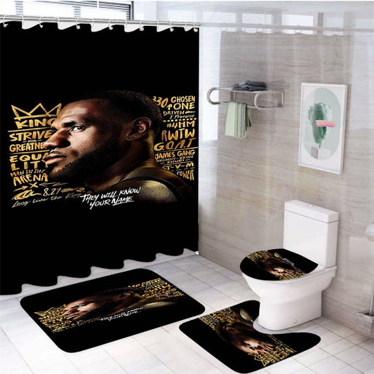 James Lebron Lakers The Kings 4Pcs Bathroom Set Shower Curtain