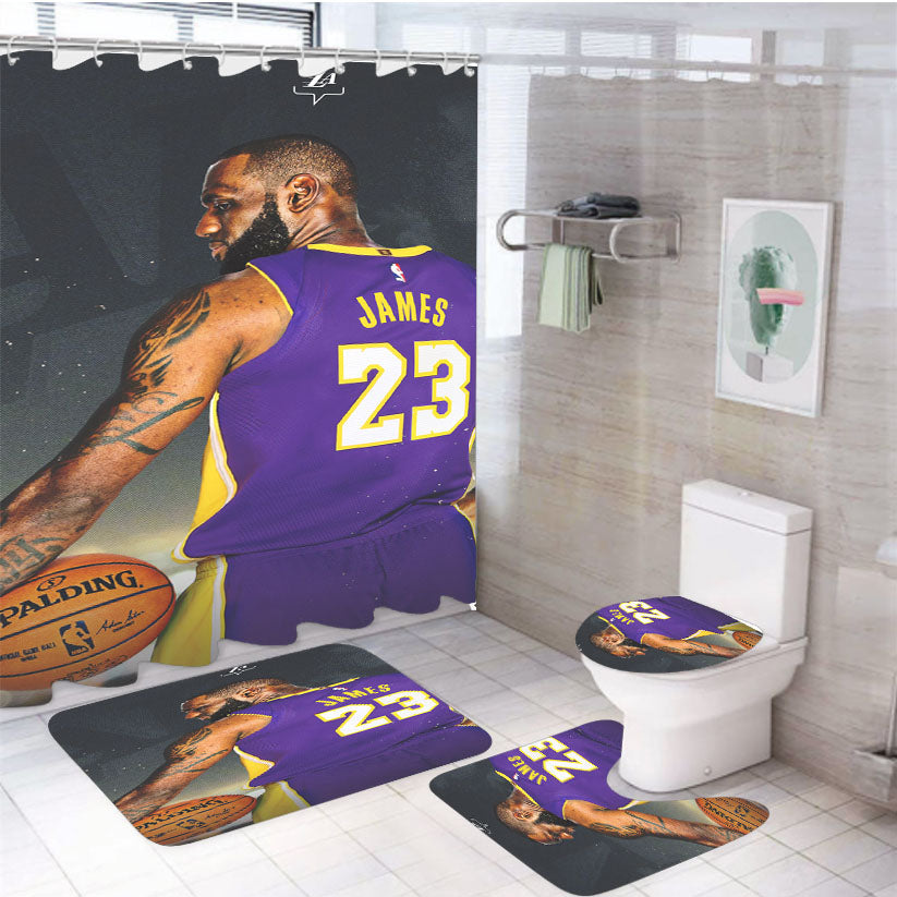 James Twenty Three Nba Legend 4Pcs Bathroom Set Shower Curtain
