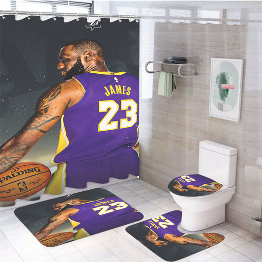 James Twenty Three Nba Legend 4Pcs Bathroom Set Shower Curtain