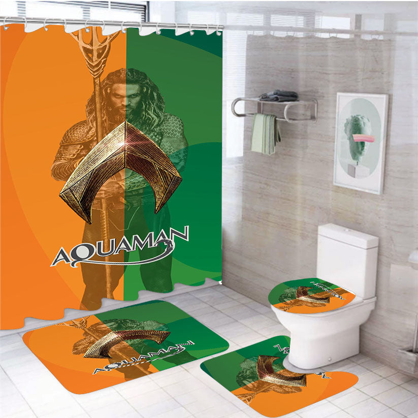 Jason Momoa Aquaman Hero 4Pcs Bathroom Set Shower Curtain