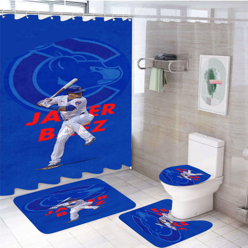 Javier Baez Chicago Cubs 4Pcs Bathroom Set Shower Curtain