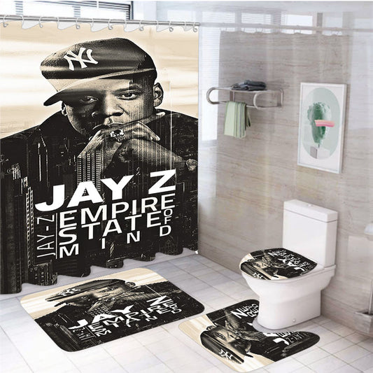 Jay Z Hip Hop Empire State Mind 4Pcs Bathroom Set Shower Curtain