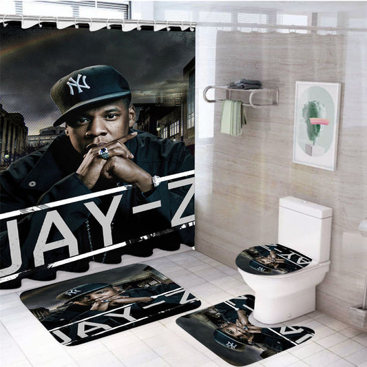Jay Z New York Rapper 4Pcs Bathroom Set Shower Curtain