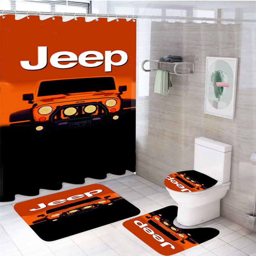 Jeep Wrangler Logo Automotive Adventure  4Pcs Bathroom Set Shower Curtain