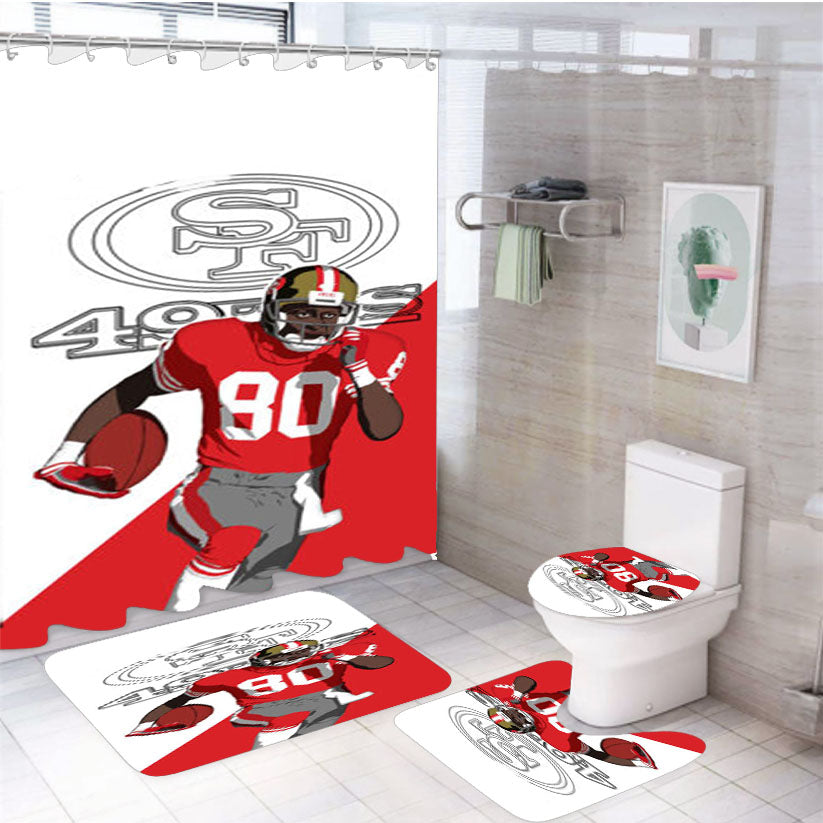 Jerry Rice San Francisco 49Ers 4Pcs Bathroom Set Shower Curtain