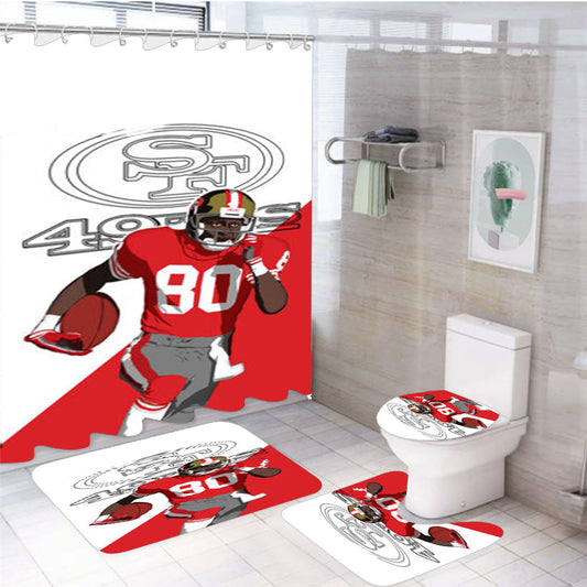 Jerry Rice San Francisco 49Ers 4Pcs Bathroom Set Shower Curtain