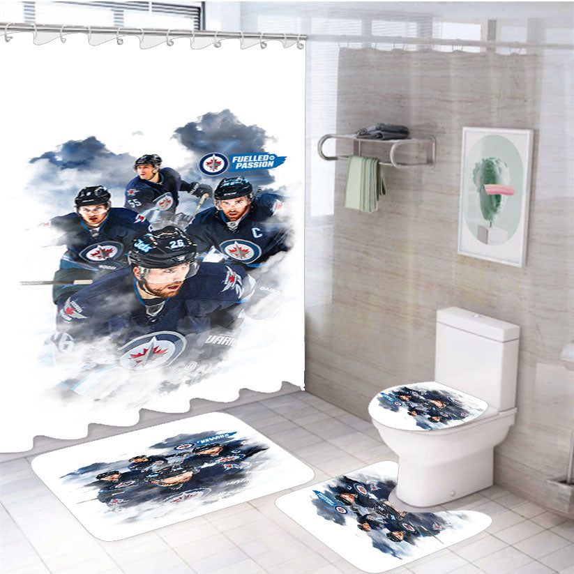 Jets Winnipeg Squad 4Pcs Bathroom Set Shower Curtain