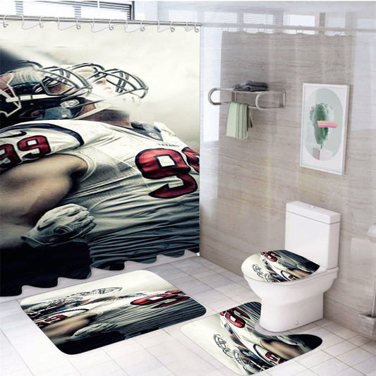 Jj Watt Houston Texans 35 4Pcs Bathroom Set Shower Curtain