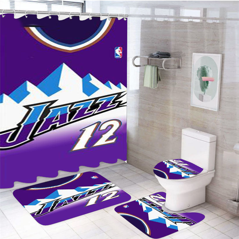 John Stockton Jersey 4Pcs Bathroom Set Shower Curtain