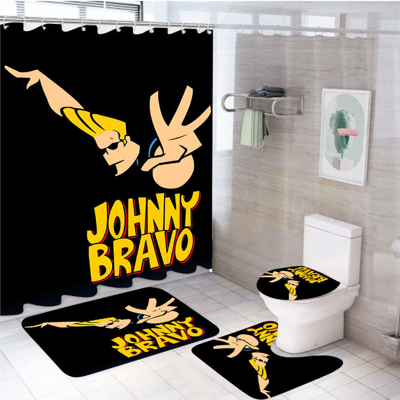 Johnny Bravo Dance On Black 4Pcs Bathroom Set Shower Curtain