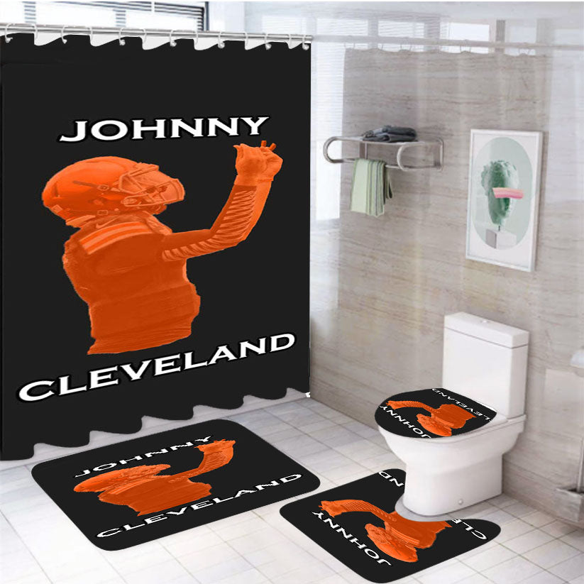 Johnny Cleveland Browns Football  4Pcs Bathroom Set Shower Curtain