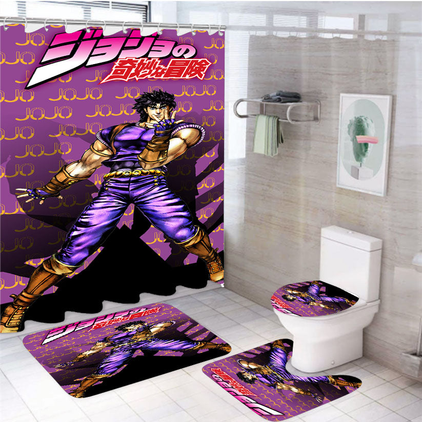 Jojo Bizzare Adventure Vintage Pattern 4Pcs Bathroom Set Shower Curtain