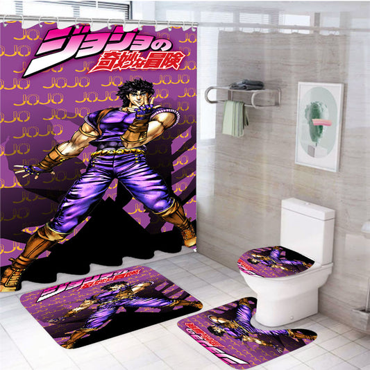 Jojo Bizzare Adventure Vintage Pattern 4Pcs Bathroom Set Shower Curtain