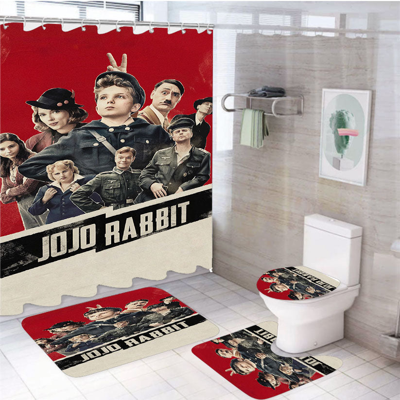 Jojo Rabbit Classic Movie Poster 4Pcs Bathroom Set Shower Curtain