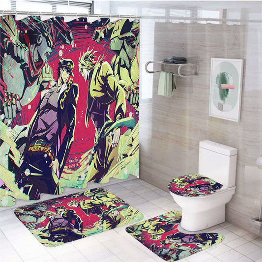 Jojo S Bizarre Adventure Stardust Crusaders 4Pcs Bathroom Set Shower Curtain