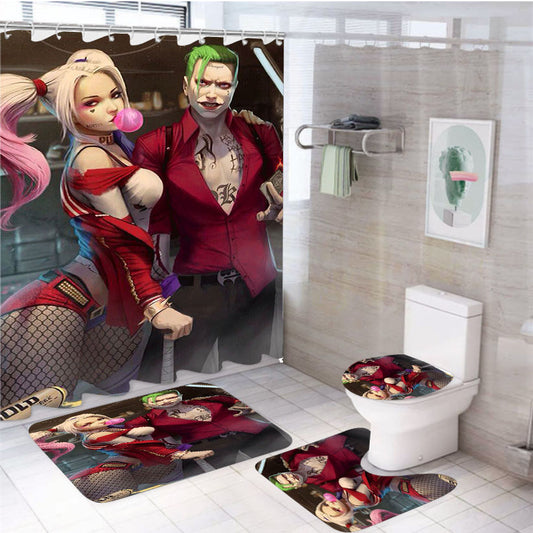 Joker And Harley Quinn 4Pcs Bathroom Set Shower Curtain