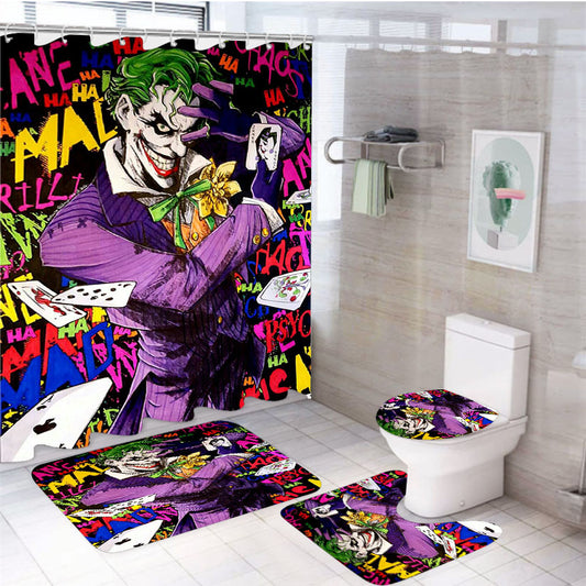 Joker Art Card Wallpapers 4Pcs Bathroom Set Shower Curtain