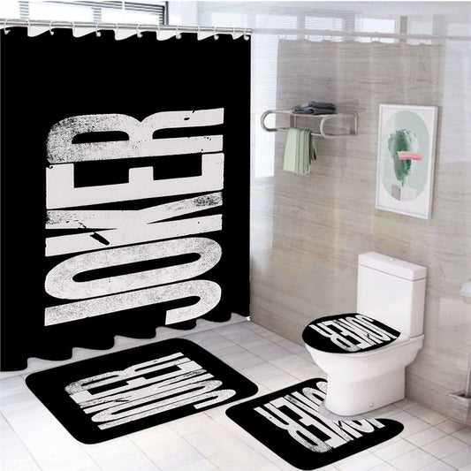 Joker Canvas Font 4Pcs Bathroom Set Shower Curtain