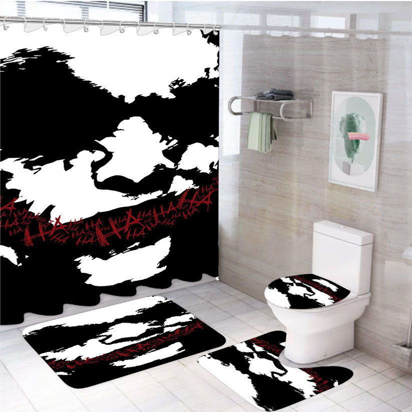 Joker Face Silhouette 4Pcs Bathroom Set Shower Curtain