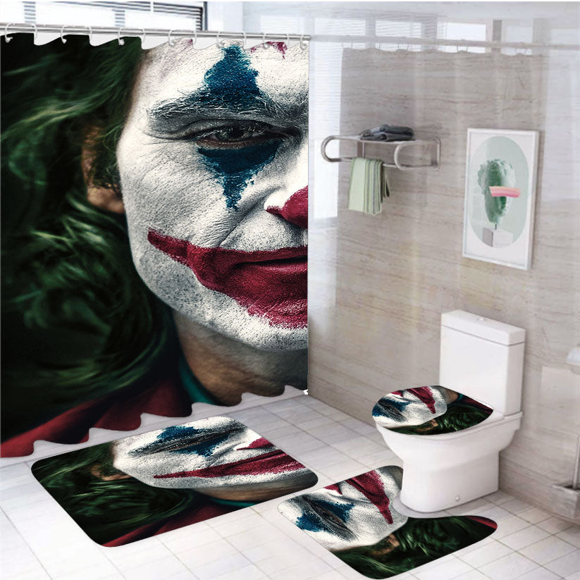 Joker Half Face 4Pcs Bathroom Set Shower Curtain