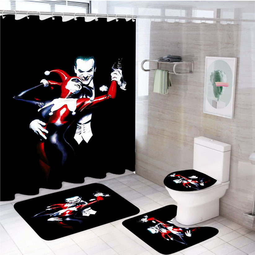 Joker Harley Queen Black 4Pcs Bathroom Set Shower Curtain