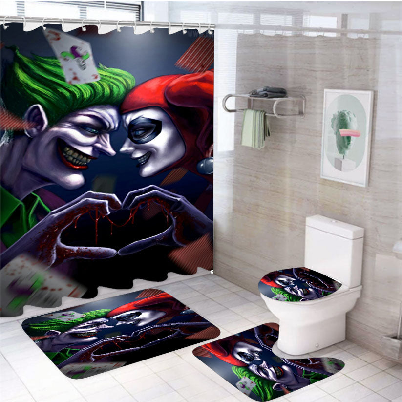 Joker Harley Quinn Smile 4Pcs Bathroom Set Shower Curtain