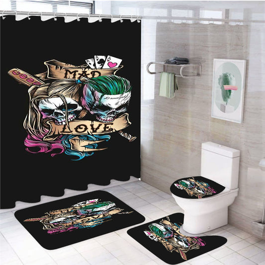 Joker Mad Love With Harley Quinn 4Pcs Bathroom Set Shower Curtain