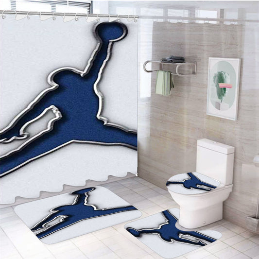 Jordan Die Cut 4Pcs Bathroom Set Shower Curtain