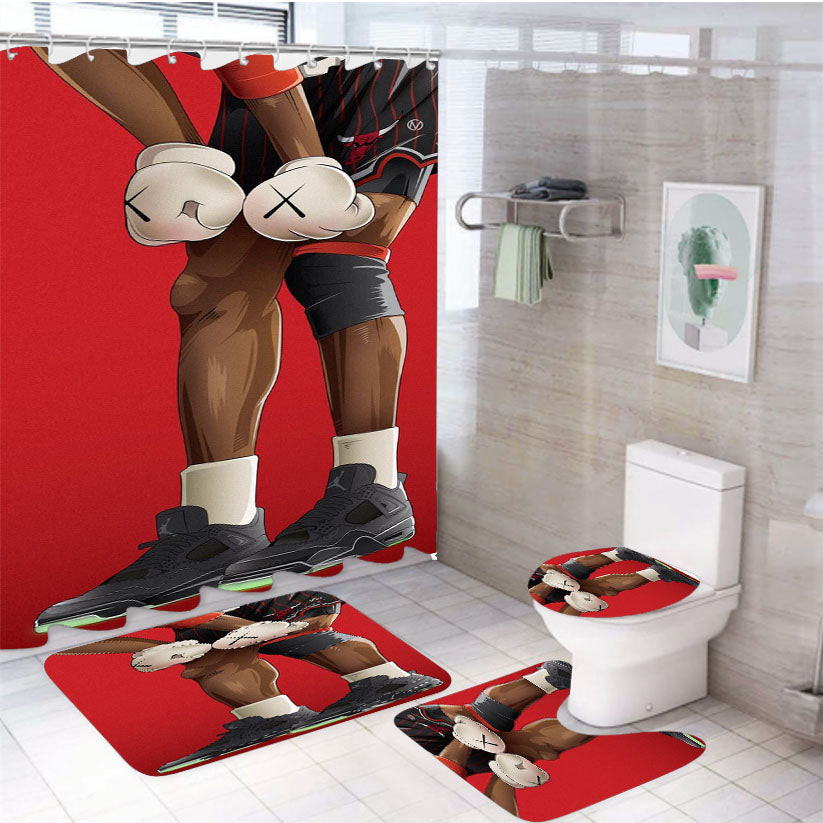 Jordan Kaws 4Pcs Bathroom Set Shower Curtain