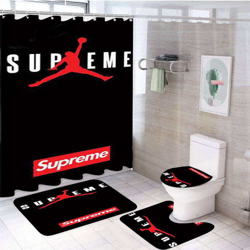 Jordan Supreme Black 4Pcs Bathroom Set Shower Curtain