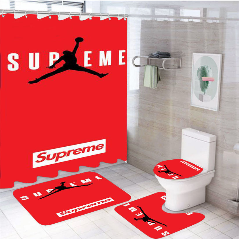 Jordan Supreme Red 4Pcs Bathroom Set Shower Curtain