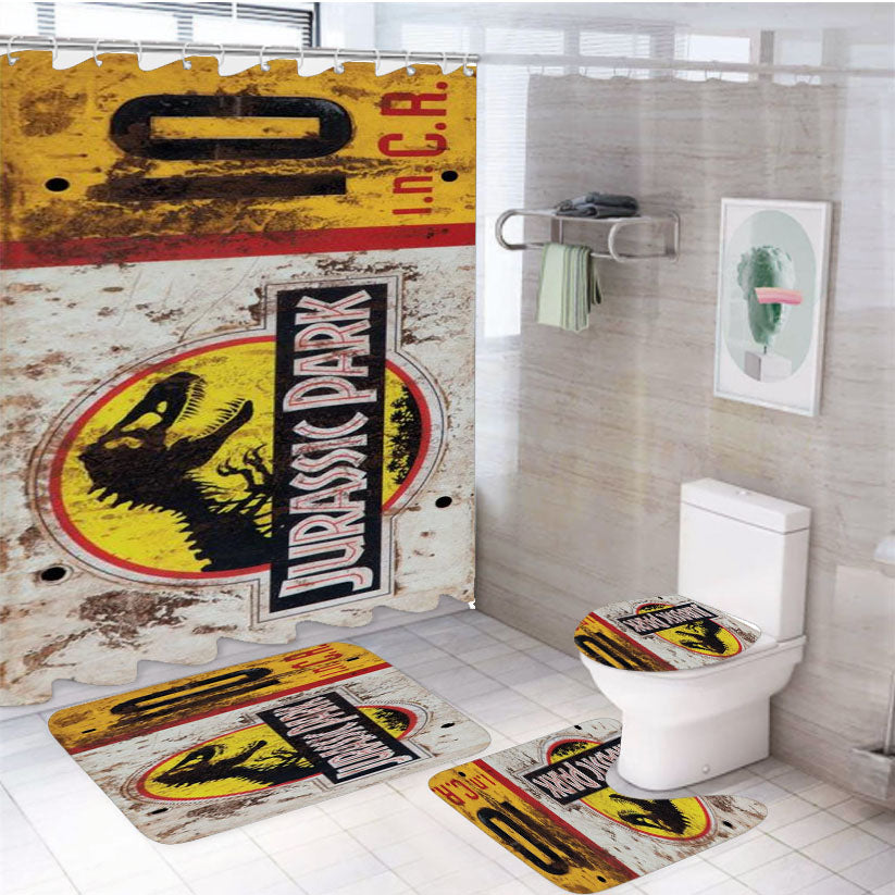 Jurassic Park Jeep License Plate 10  4Pcs Bathroom Set Shower Curtain