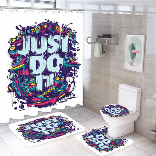 Just Do It Nike Art Shoes 4Pcs Bathroom Set Shower Curtain