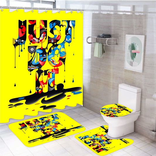 Just Do It Splash Art 4Pcs Bathroom Set Shower Curtain