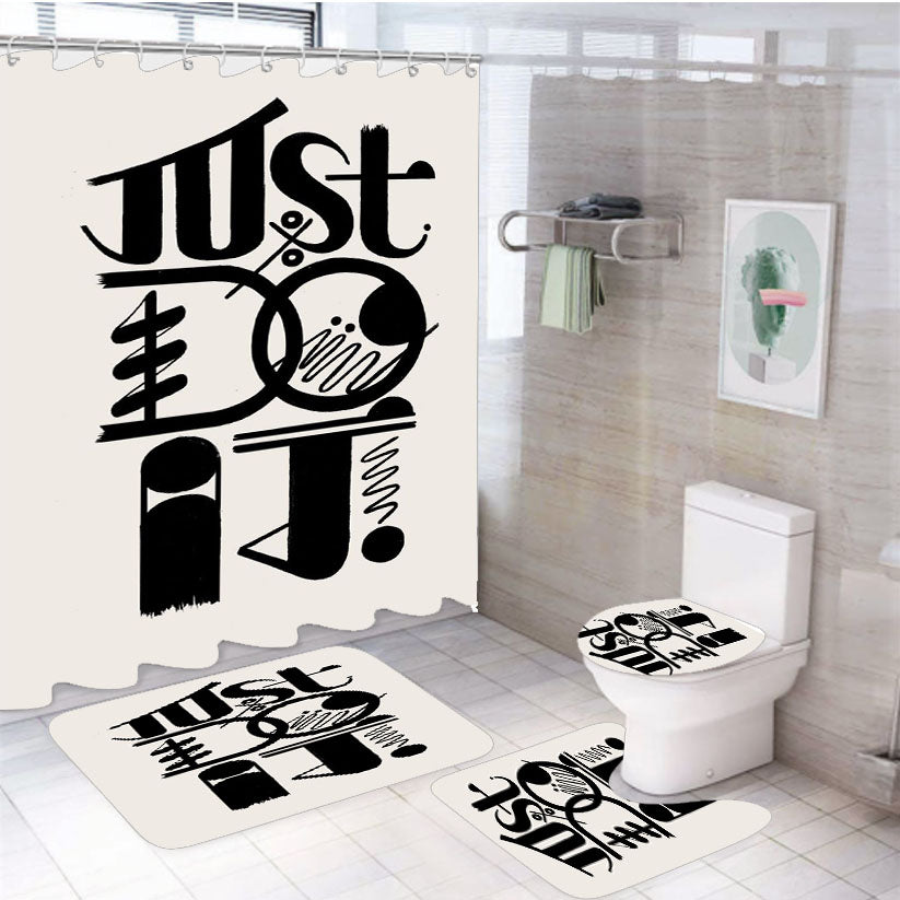 Just Do It Typography  4Pcs Bathroom Set Shower Curtain