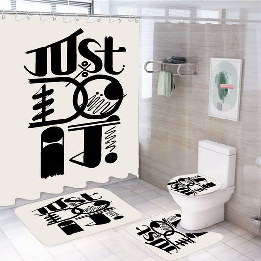 Just Do It Typography  4Pcs Bathroom Set Shower Curtain