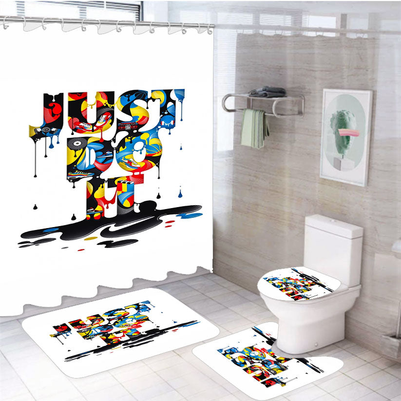 Just Do It Wallpaper 4Pcs Bathroom Set Shower Curtain
