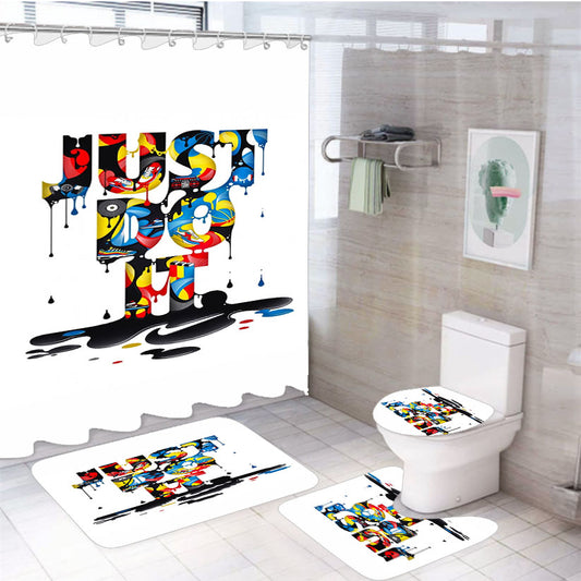 Just Do It Wallpaper 4Pcs Bathroom Set Shower Curtain