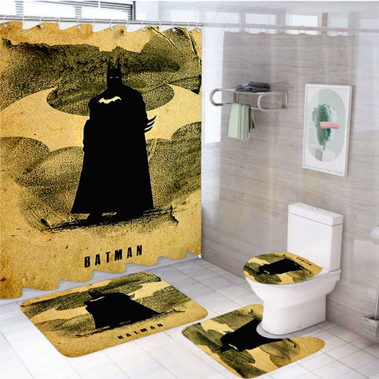 Justice League Silhouette Posters Batman 4Pcs Bathroom Set Shower Curtain