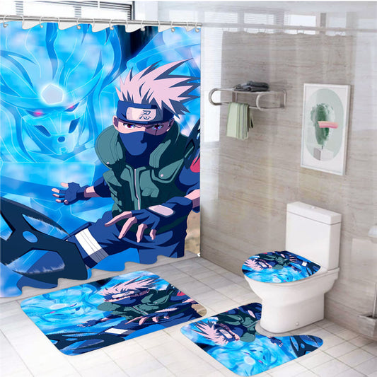 Kakashi Blue Susanoo Wallpaper 4Pcs Bathroom Set Shower Curtain