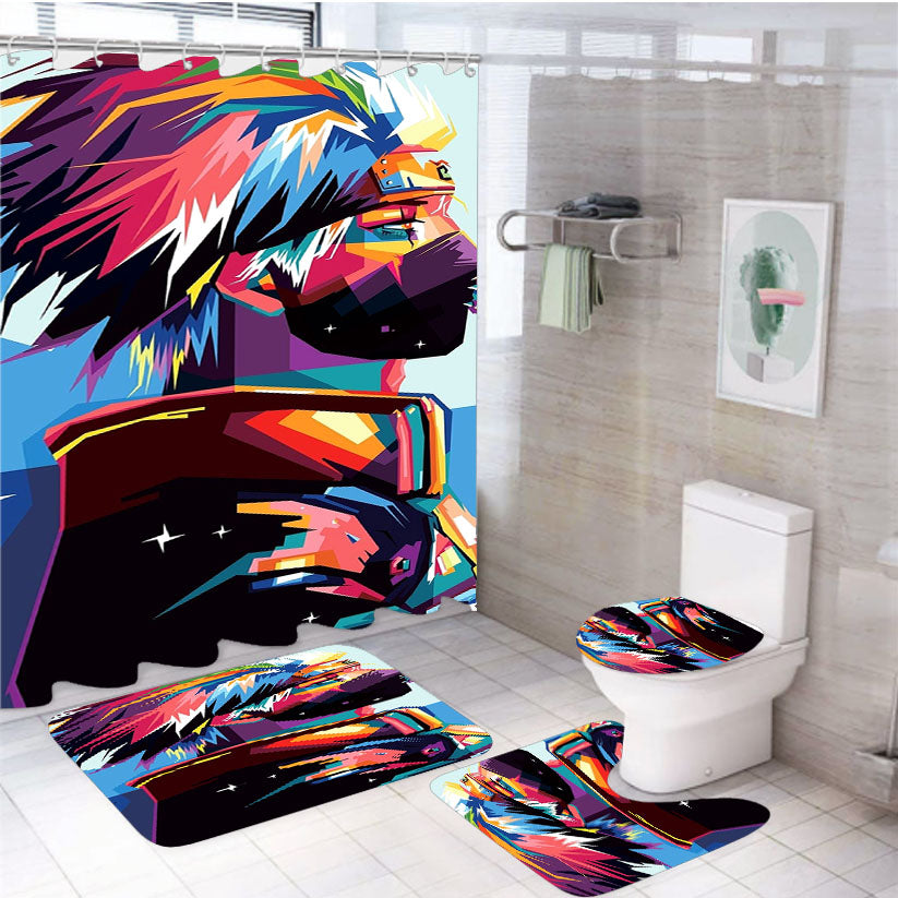 Kakashi Hatake Art Wallpaper 4Pcs Bathroom Set Shower Curtain